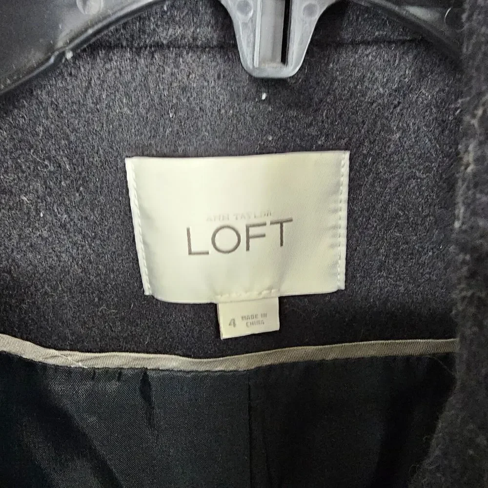 Loft Double Breasted Wool Coat Black Women's Size 4